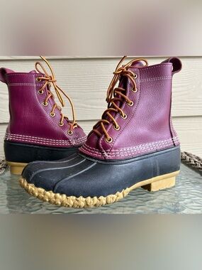Rare! Excellent Womens LL BEAN (Made in USA) Purple Waterproof Duck Boots sz 7